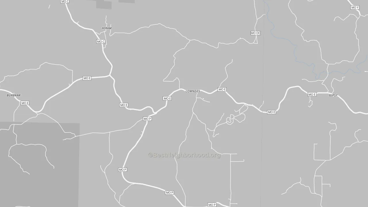 Bike Grade map of Lowndes, MO