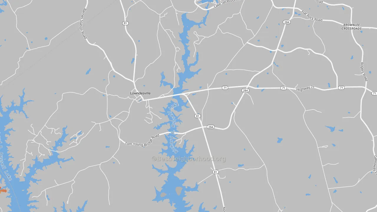 Bike Grade map of Lowndesville, SC