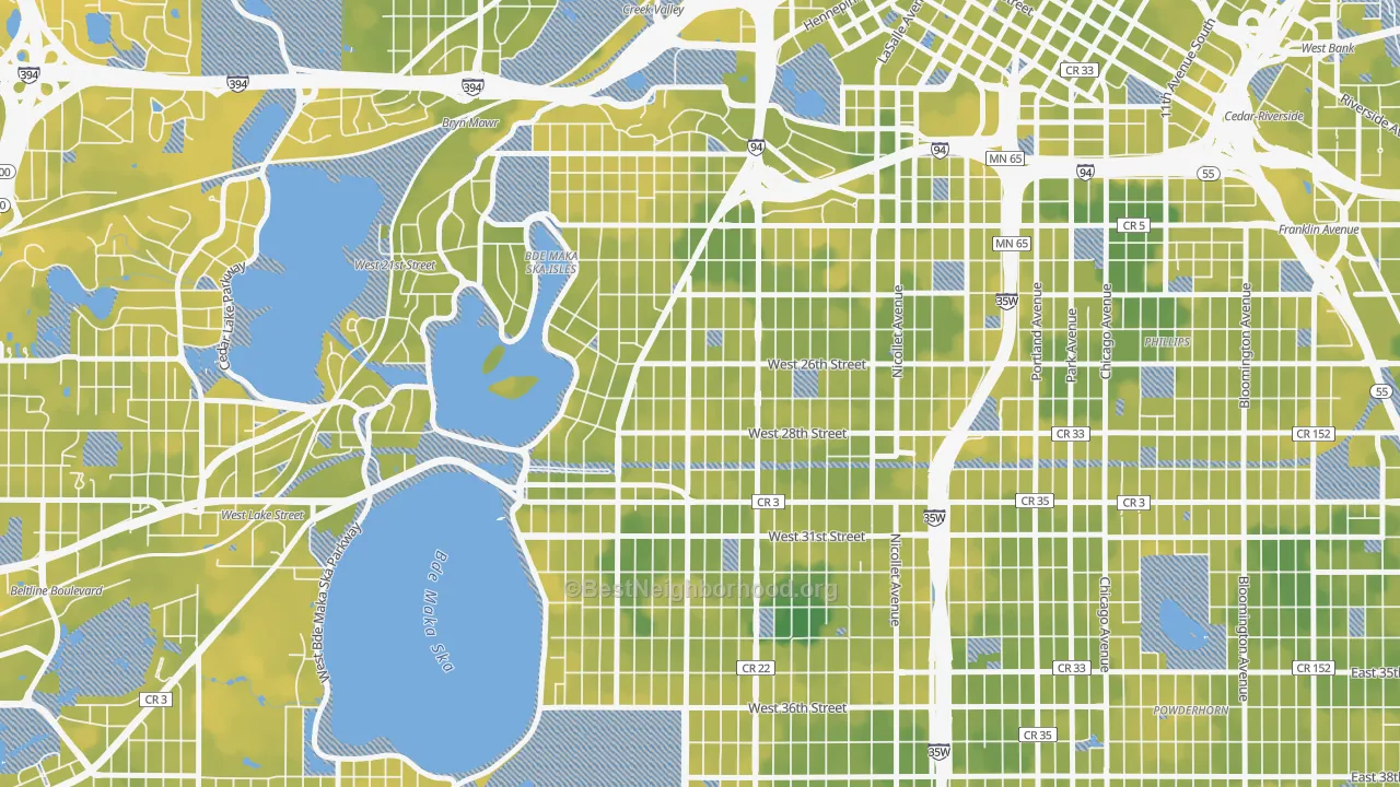 Bike Grade map of Lowry Hill East, Minneapolis, MN