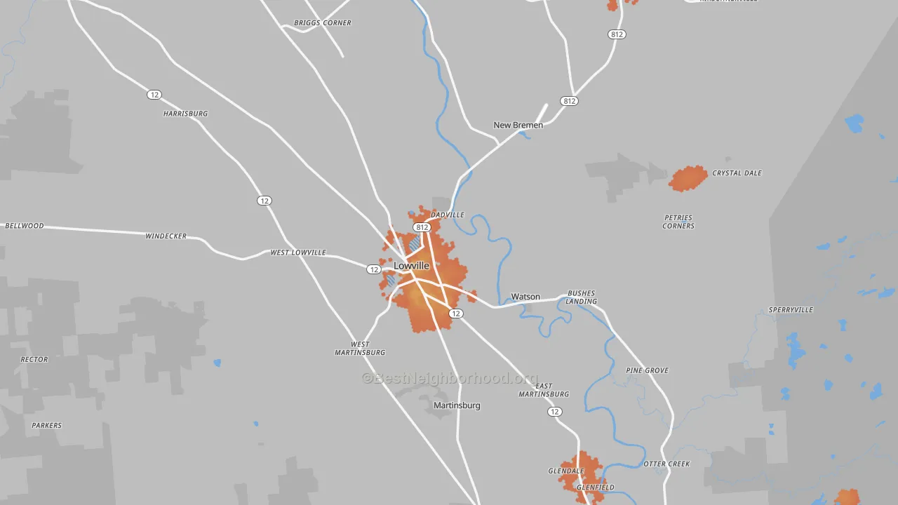 Bike Grade map of Lowville, NY