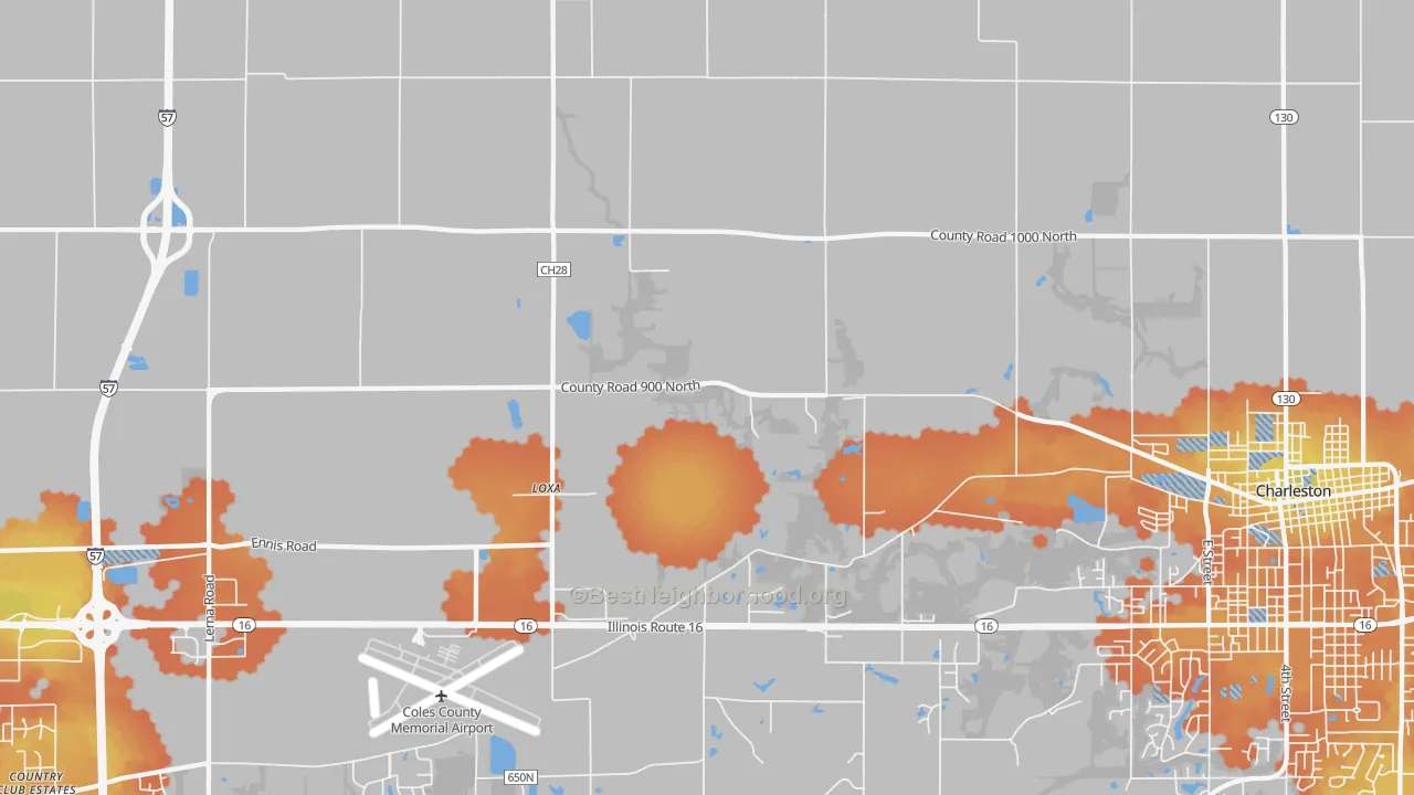 Bike Grade map of Loxa, IL