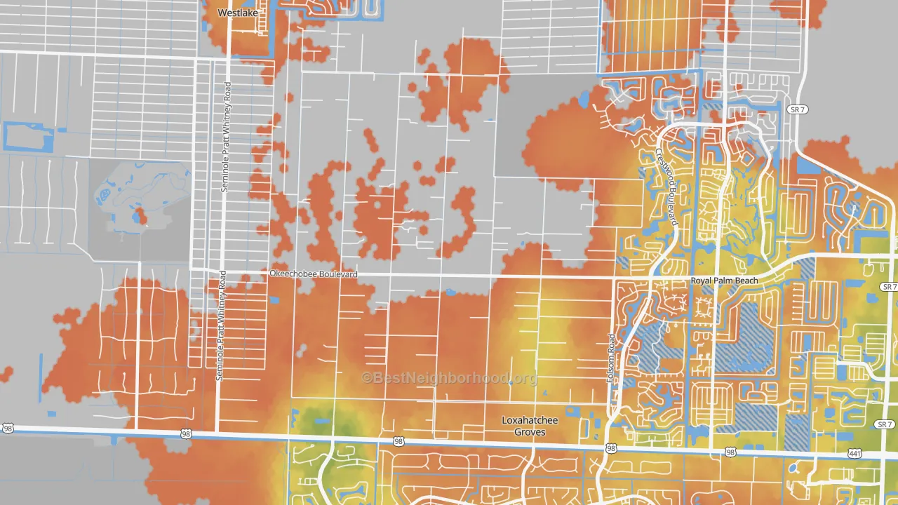 Bike Grade map of Loxahatchee Groves, FL