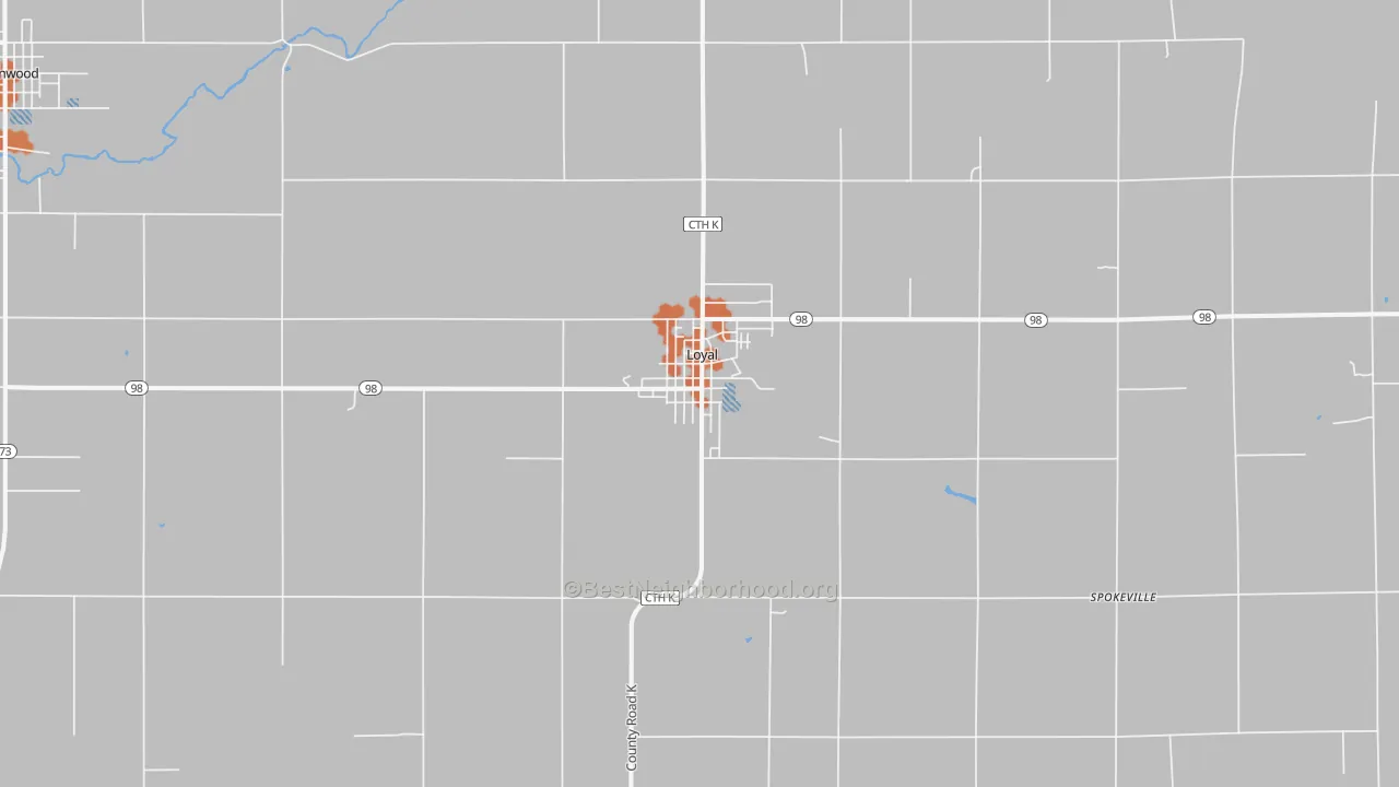 Bike Grade map of Loyal, WI