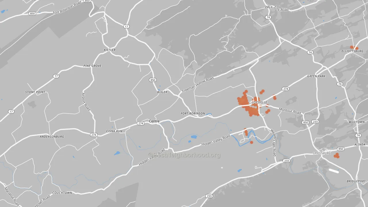 Bike Grade map of Loysville, PA
