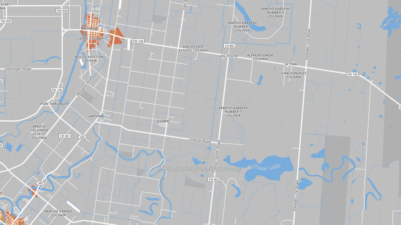 Bike Grade map of Lozano, TX