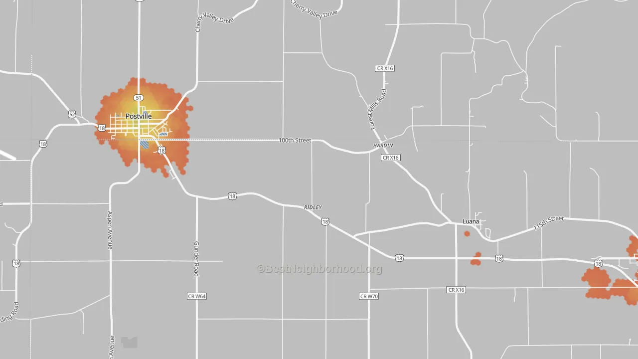 Bike Grade map of Luana, IA
