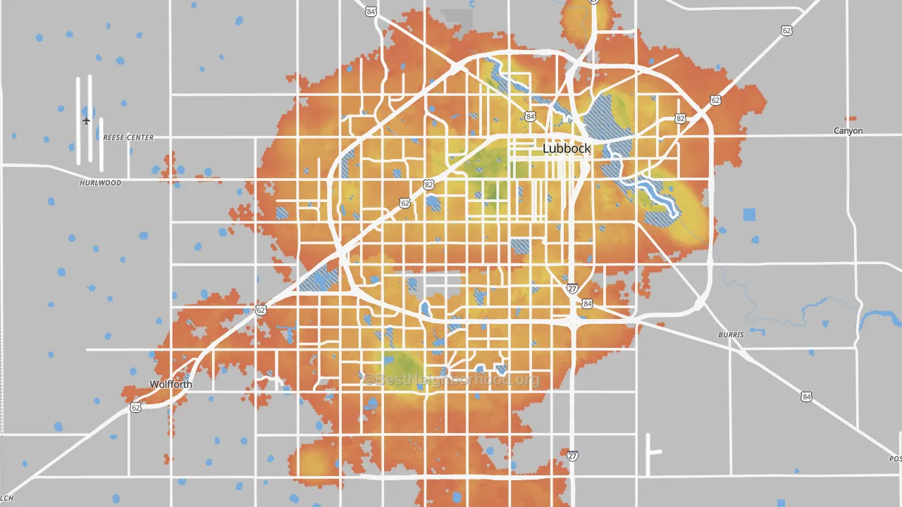Bike Grade map of Lubbock County, TX