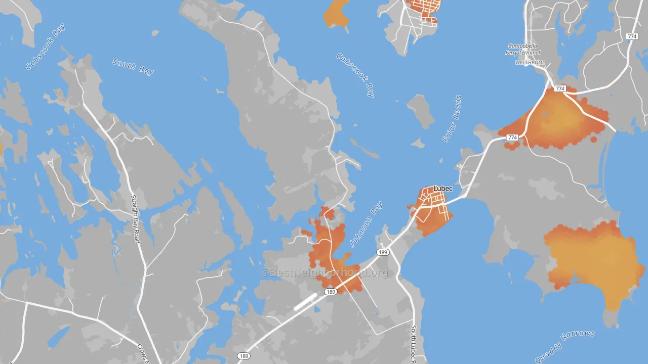 Bike Grade map of Lubec, ME