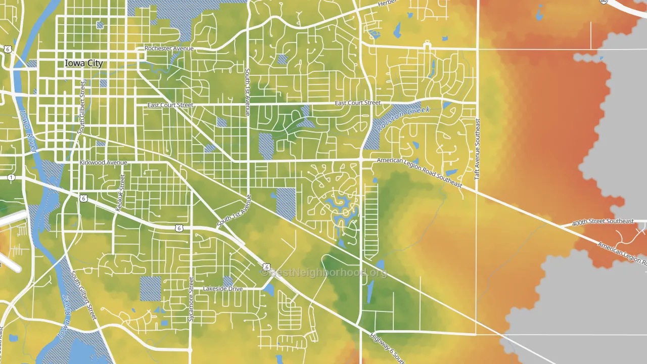 Bike Grade map of Lucas, Iowa City, IA