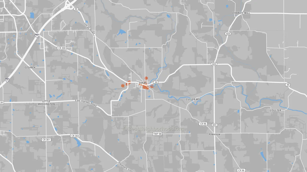 Bike Grade map of Lucas, OH
