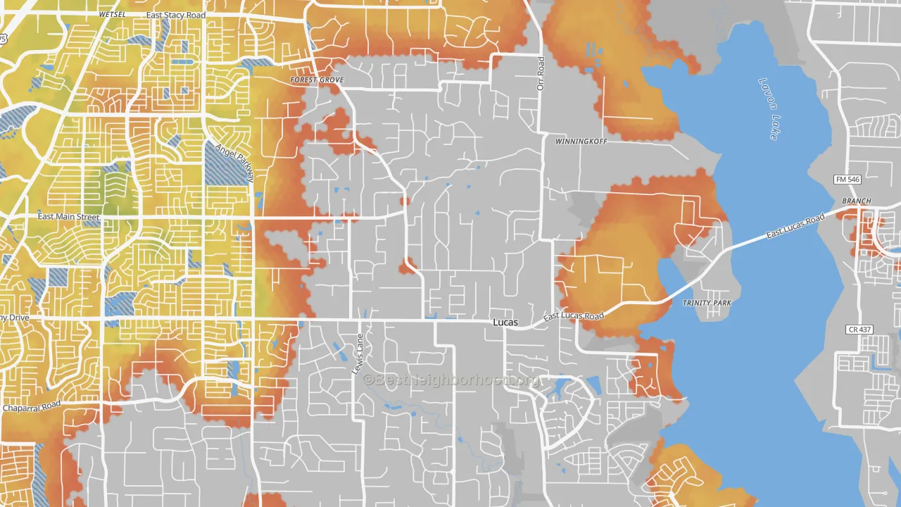Bike Grade map of Lucas, TX