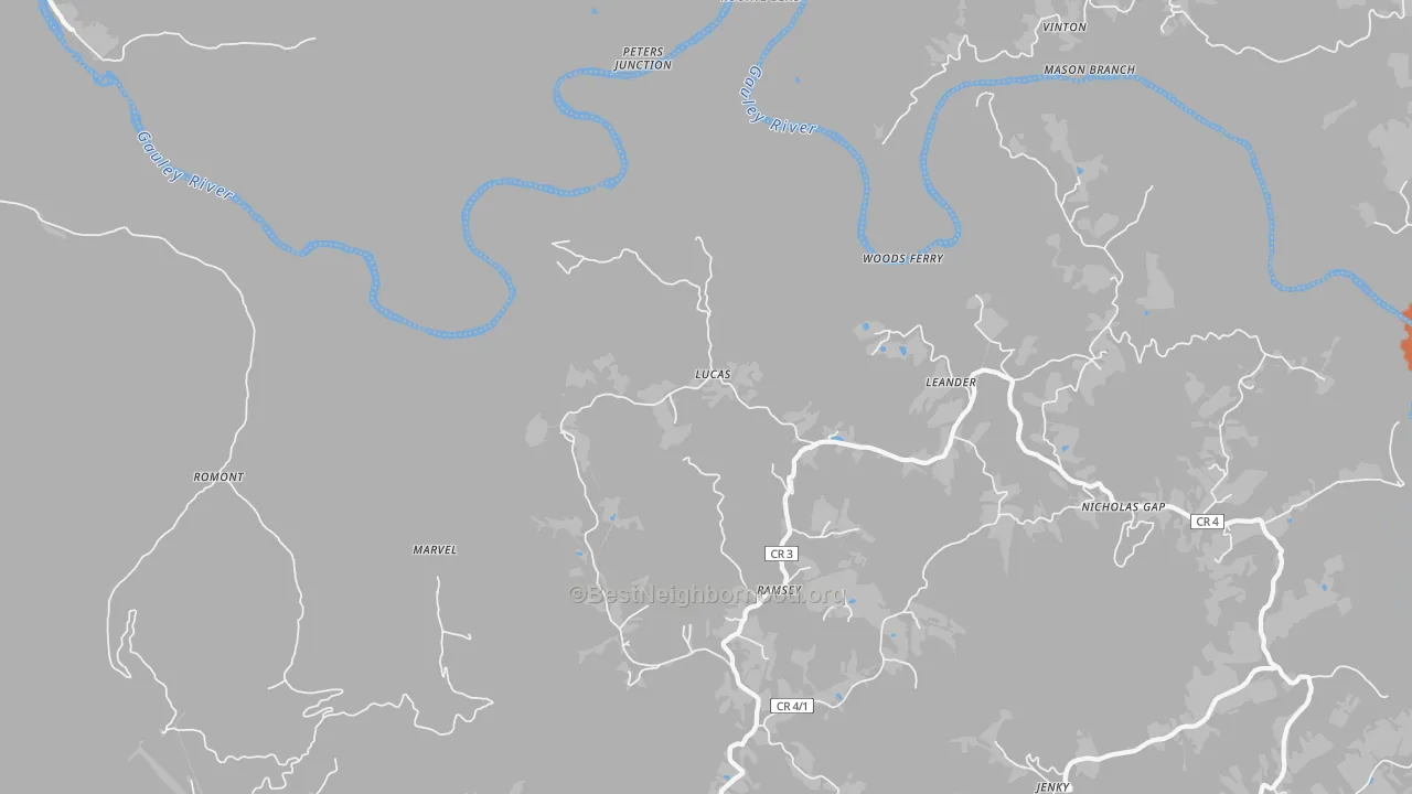 Bike Grade map of Lucas, WV