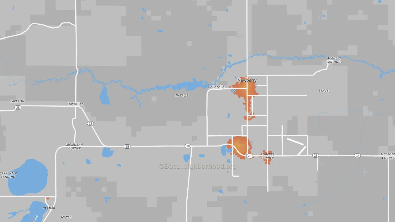 Bike Grade map of Luce County, MI