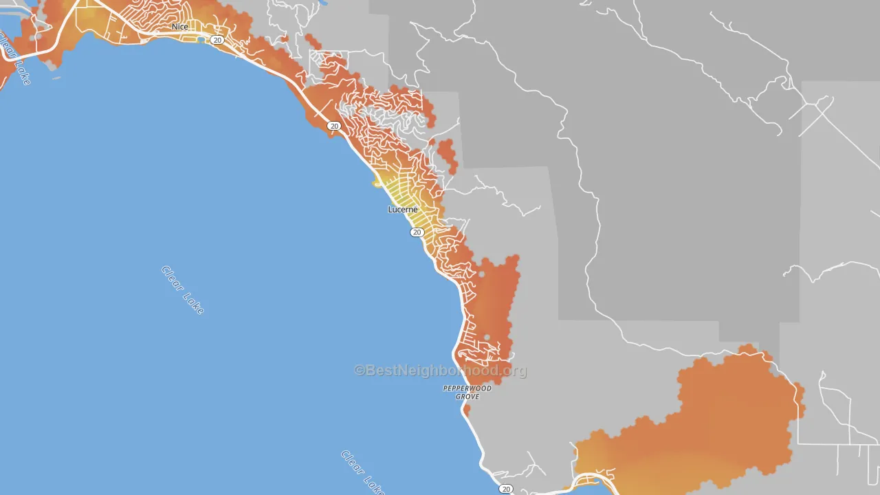 Bike Grade map of Lucerne, CA
