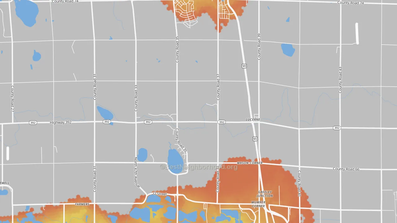 Bike Grade map of Lucerne, CO