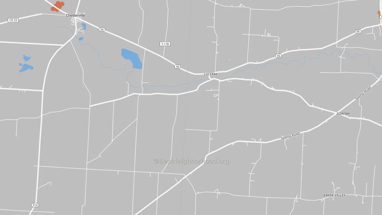 Bike Grade map of Lucerne, OH
