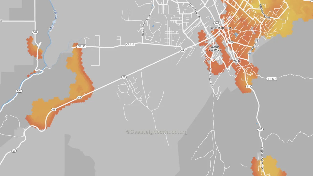 Bike Grade map of Lucero, NM