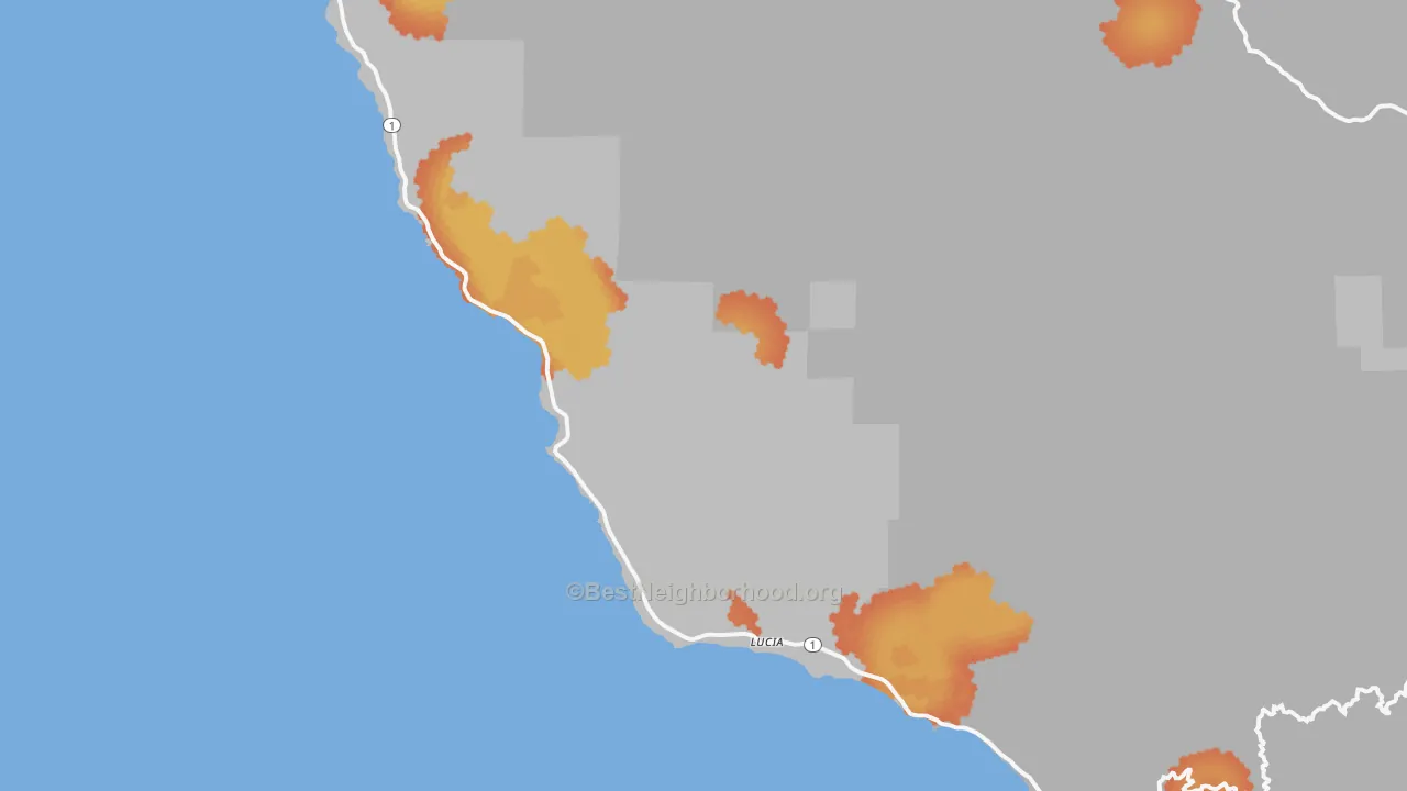 Bike Grade map of Lucia, CA