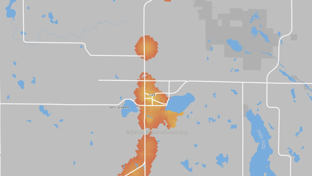 Bike Grade map of Luck, WI