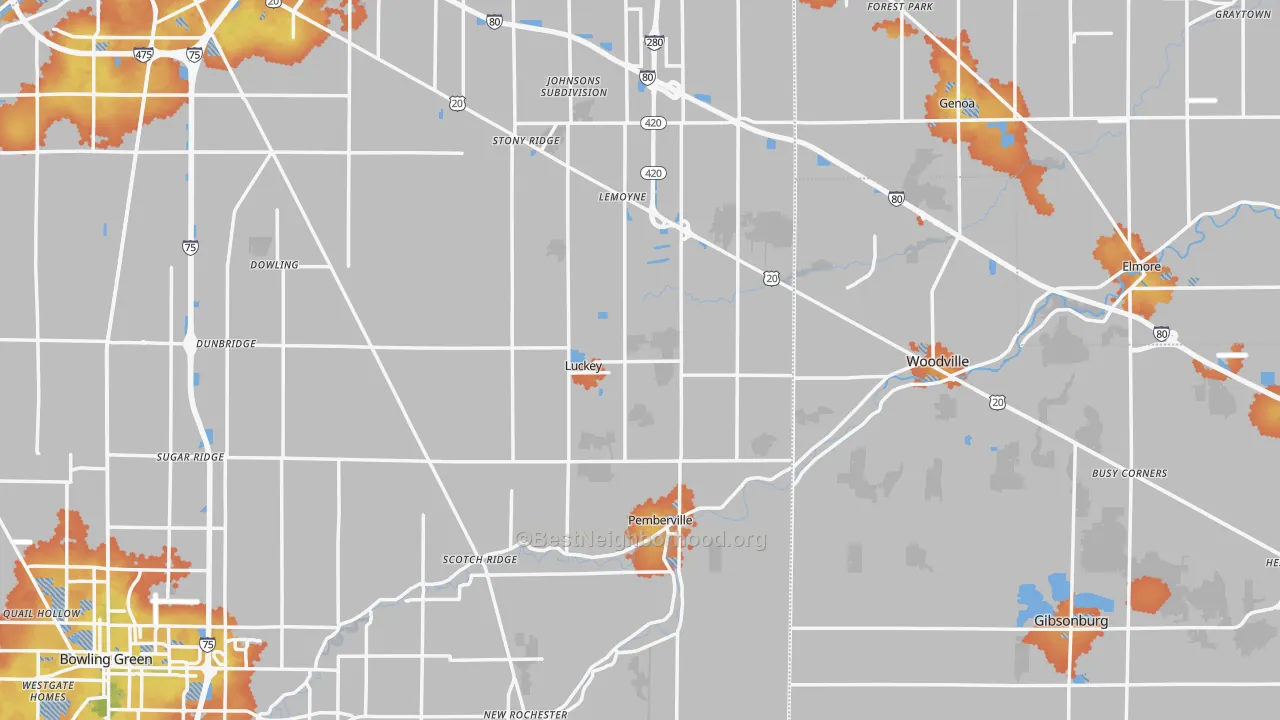 Bike Grade map of Luckey, OH