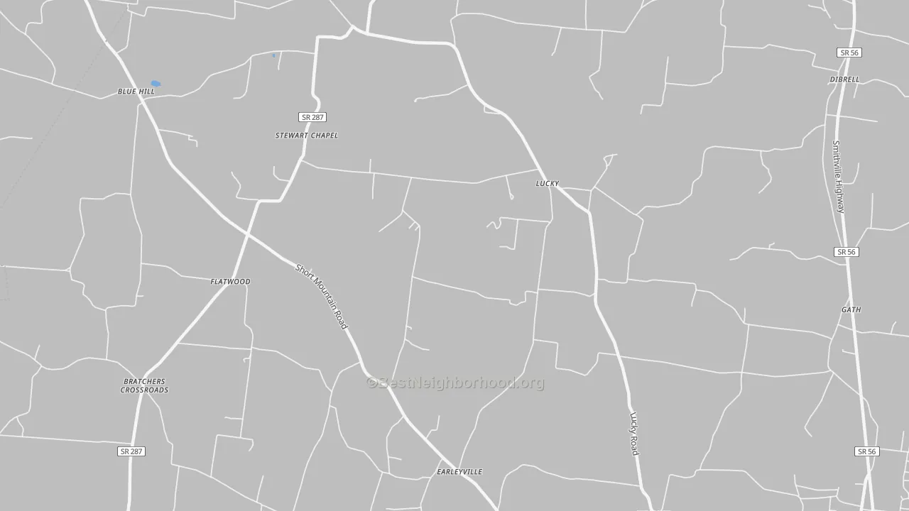 Bike Grade map of Lucky, TN