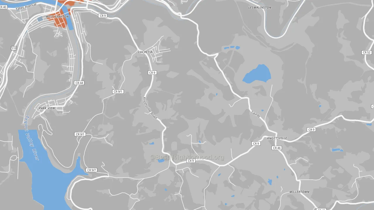 Bike Grade map of Lucretia, WV