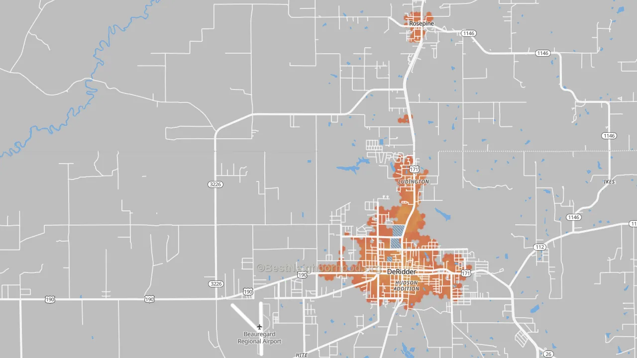 Bike Grade map of Ludington, LA