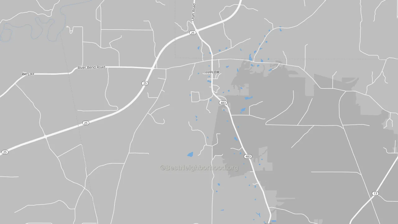 Bike Grade map of Ludlow, MS