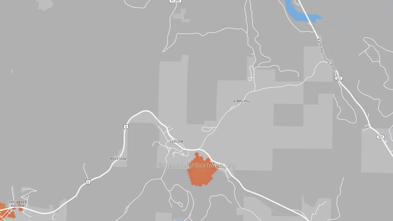 Bike Grade map of Ludlow, PA