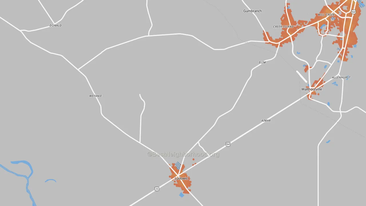 Bike Grade map of Ludowici, GA