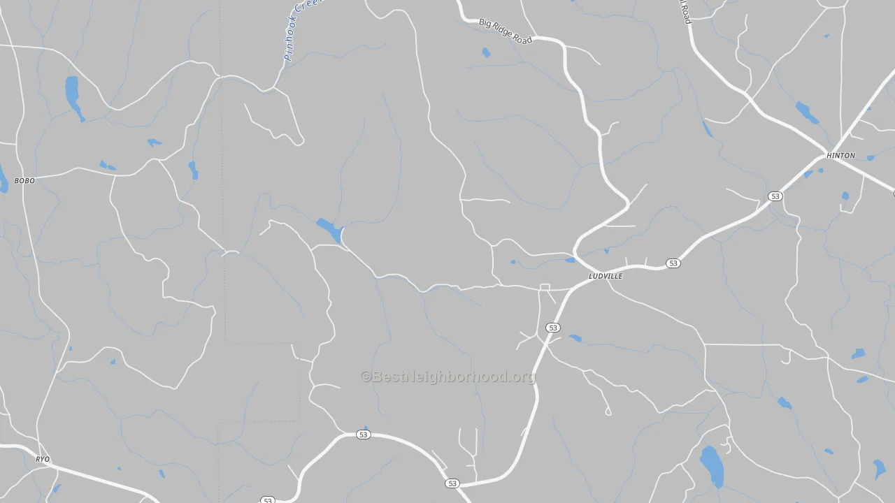 Bike Grade map of Ludville, GA