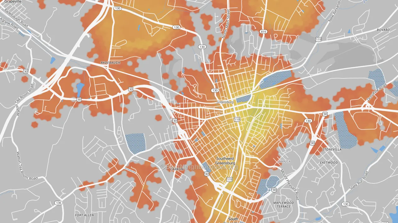 Bike Grade map of Ludwick, Greensburg, PA
