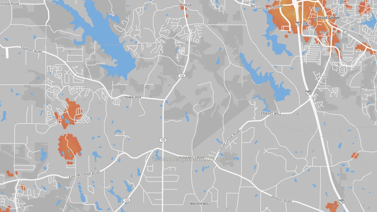 Bike Grade map of Luella, GA