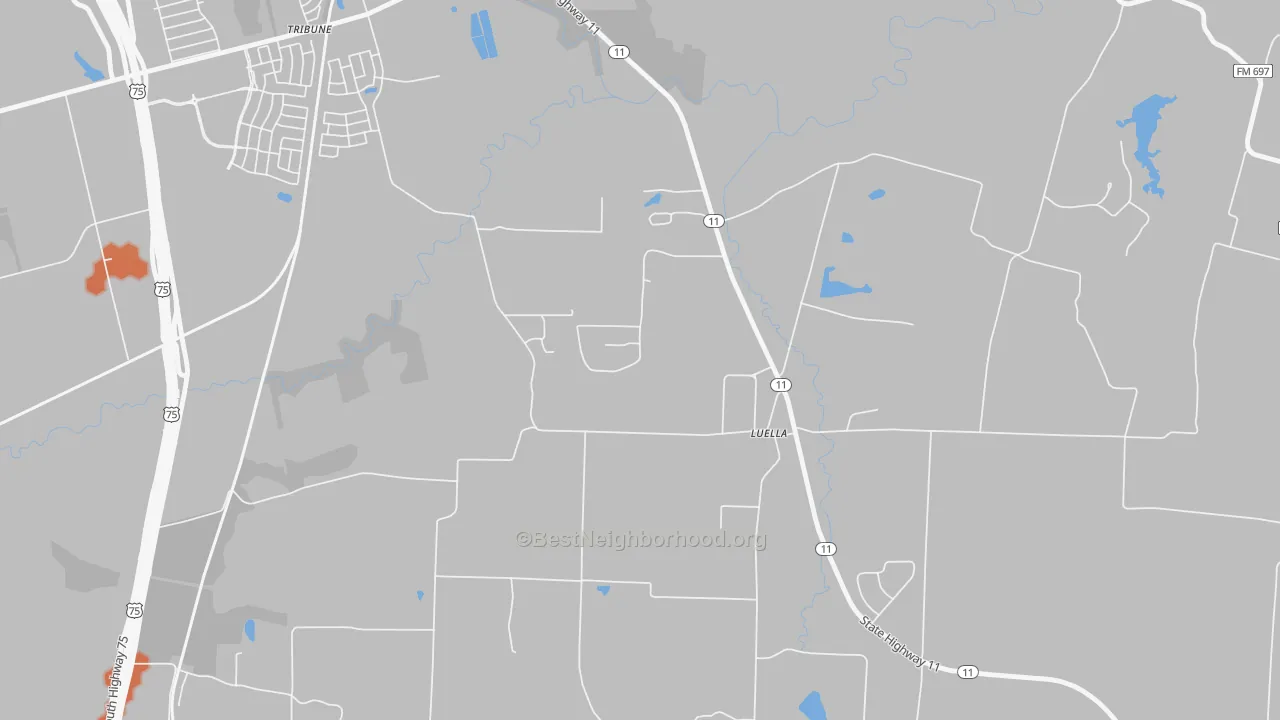 Bike Grade map of Luella, TX