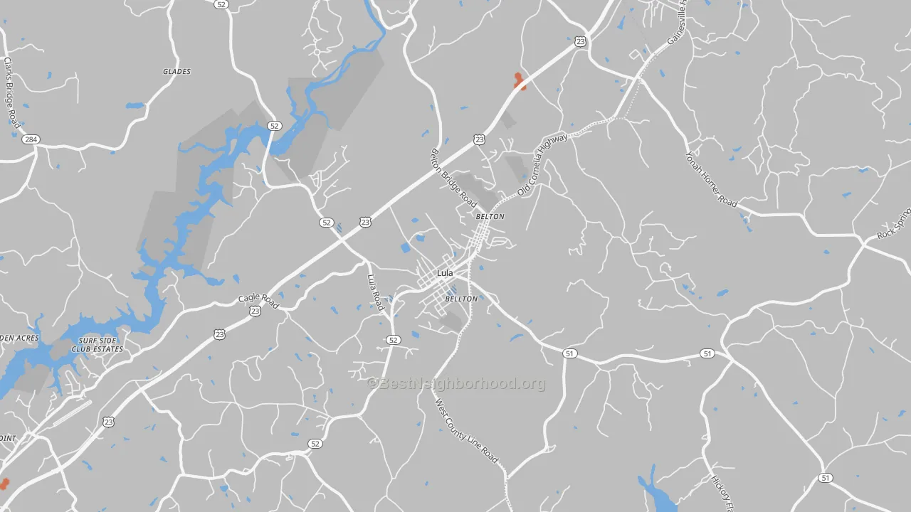 Bike Grade map of Lula, GA