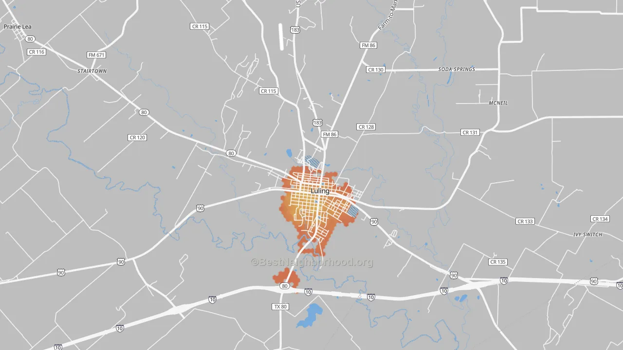 Bike Grade map of Luling, TX