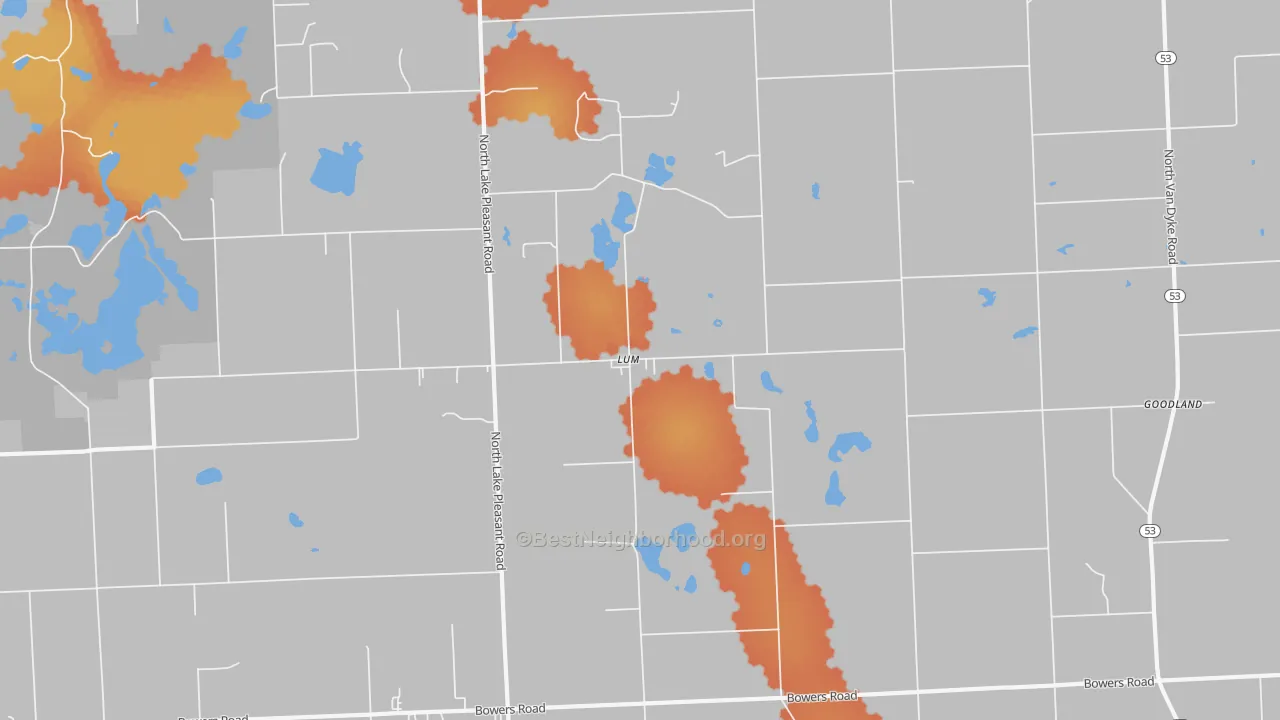 Bike Grade map of Lum, MI