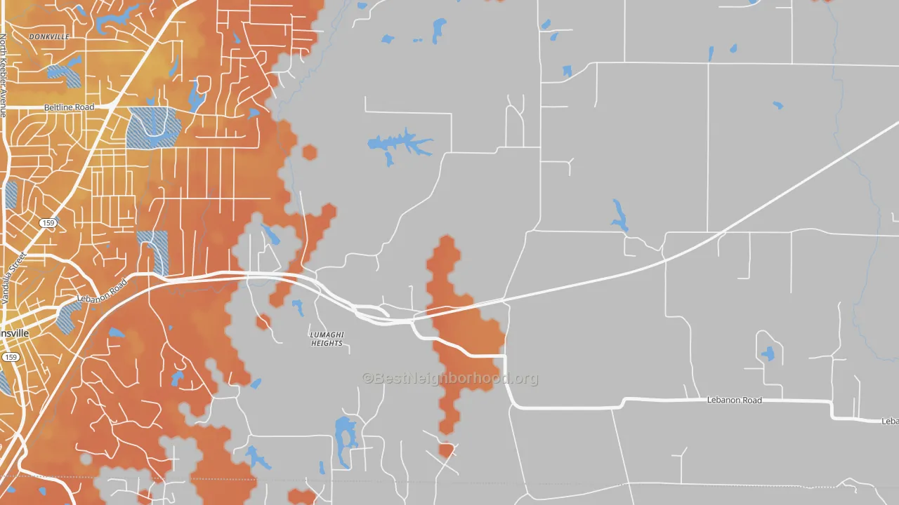 Bike Grade map of Lumaghi Heights, IL
