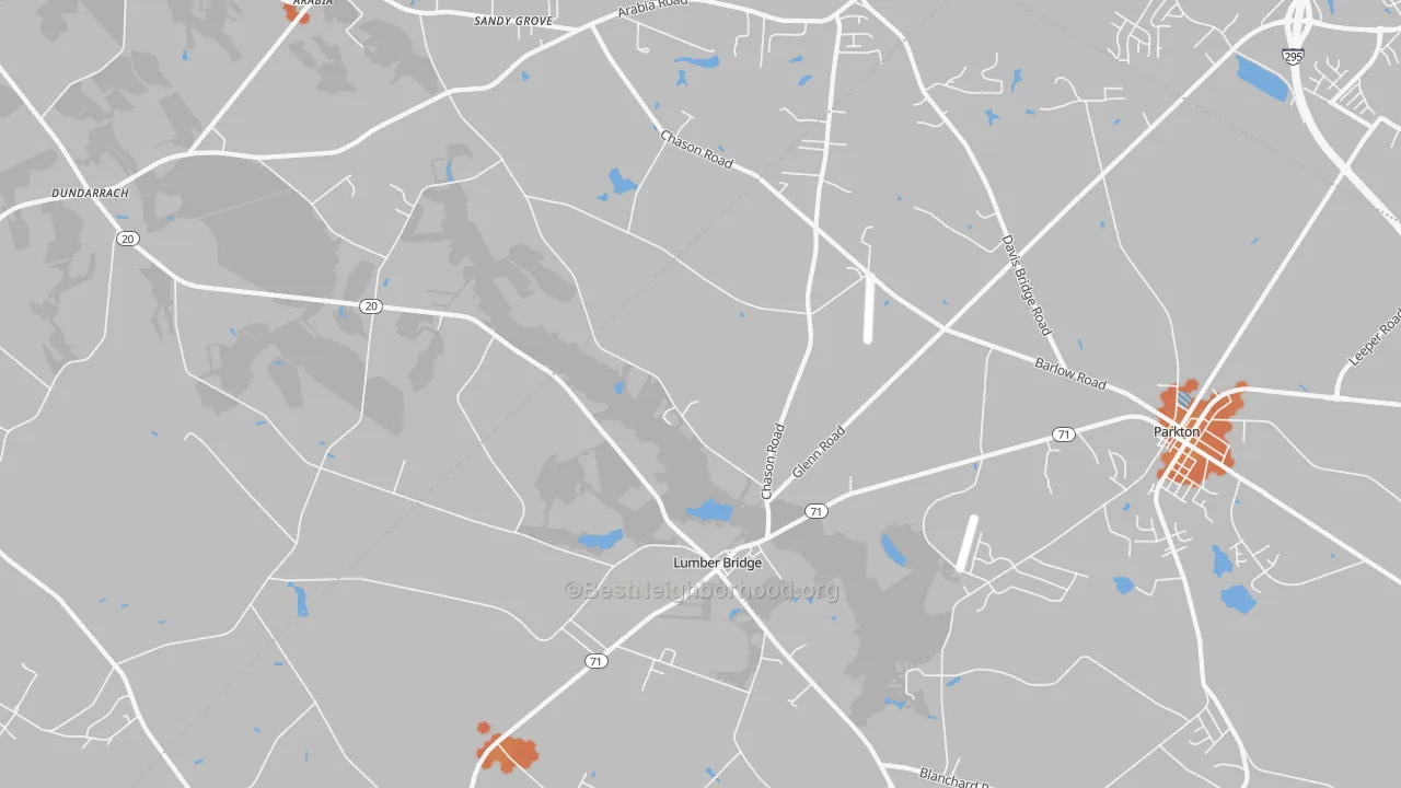 Bike Grade map of Lumber Bridge, NC