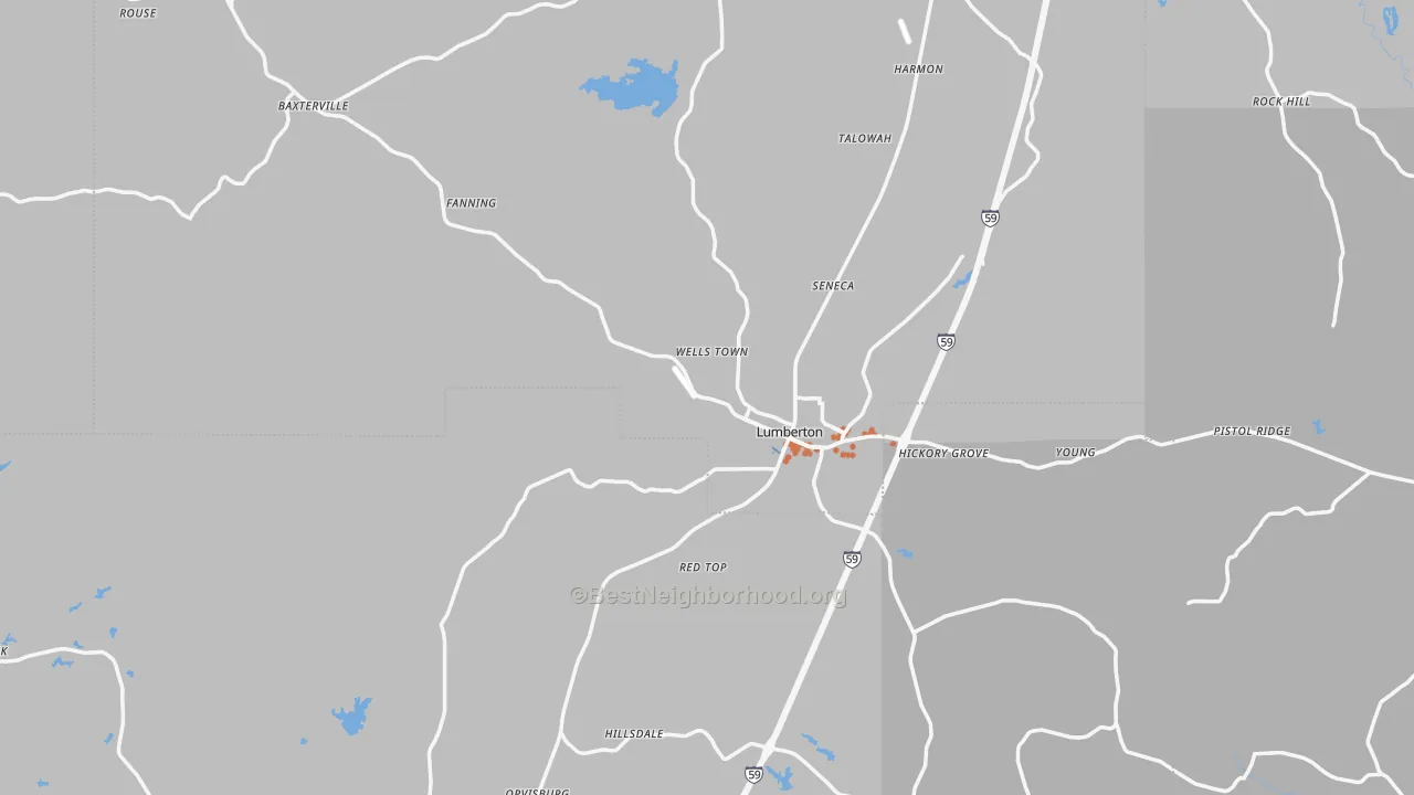 Bike Grade map of Lumberton, MS