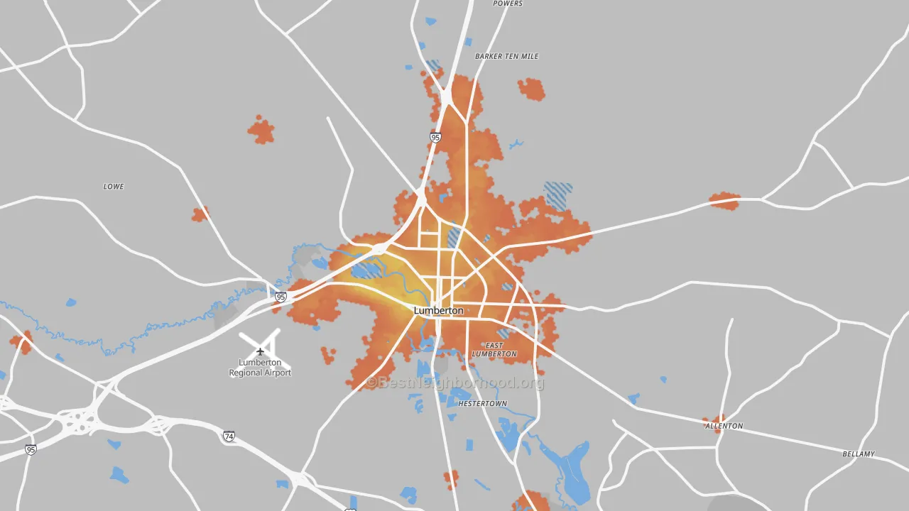 Bike Grade map of Lumberton, NC
