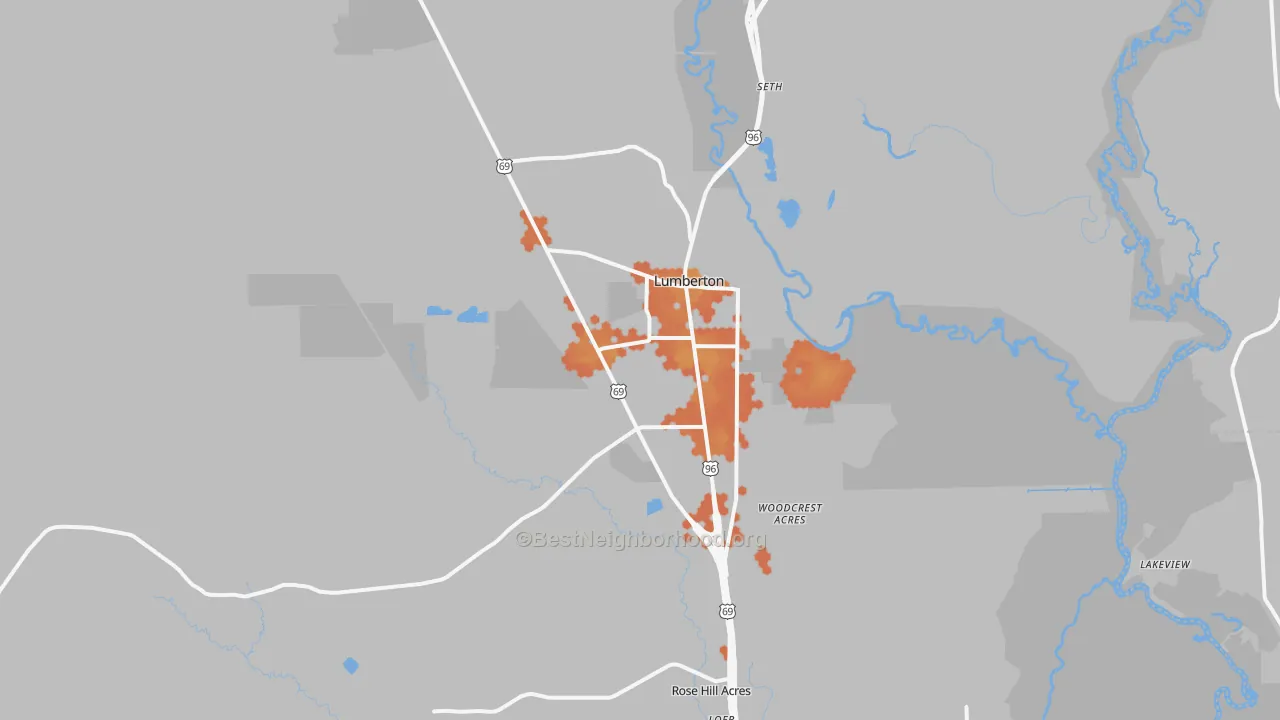 Bike Grade map of Lumberton, TX