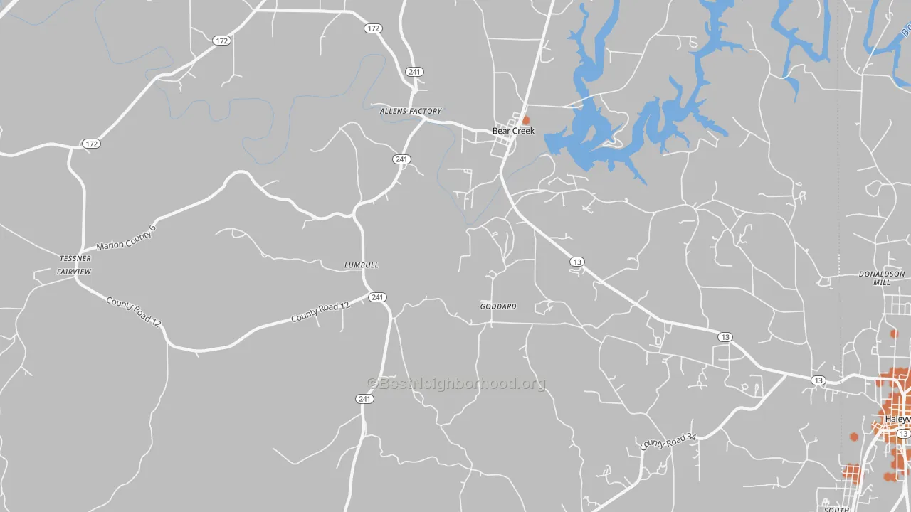 Bike Grade map of Lumbull, AL