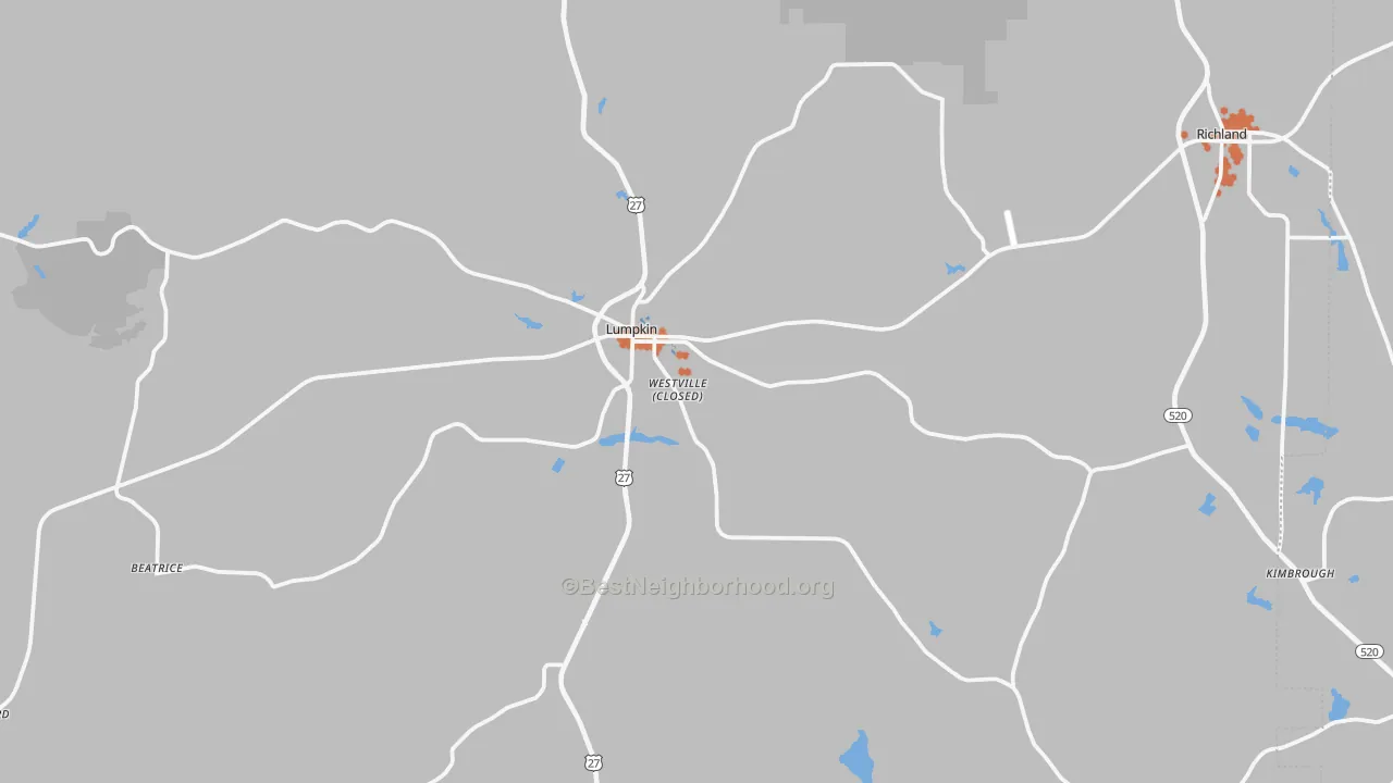 Bike Grade map of Lumpkin, GA