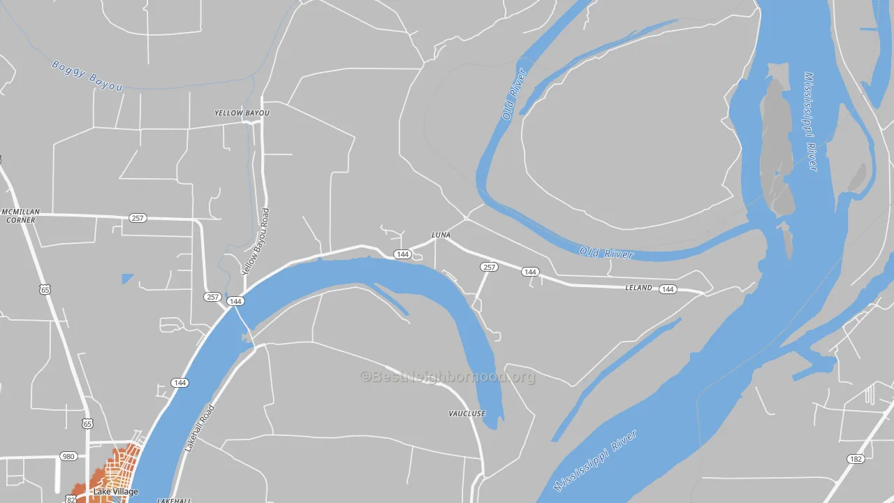 Bike Grade map of Luna, AR