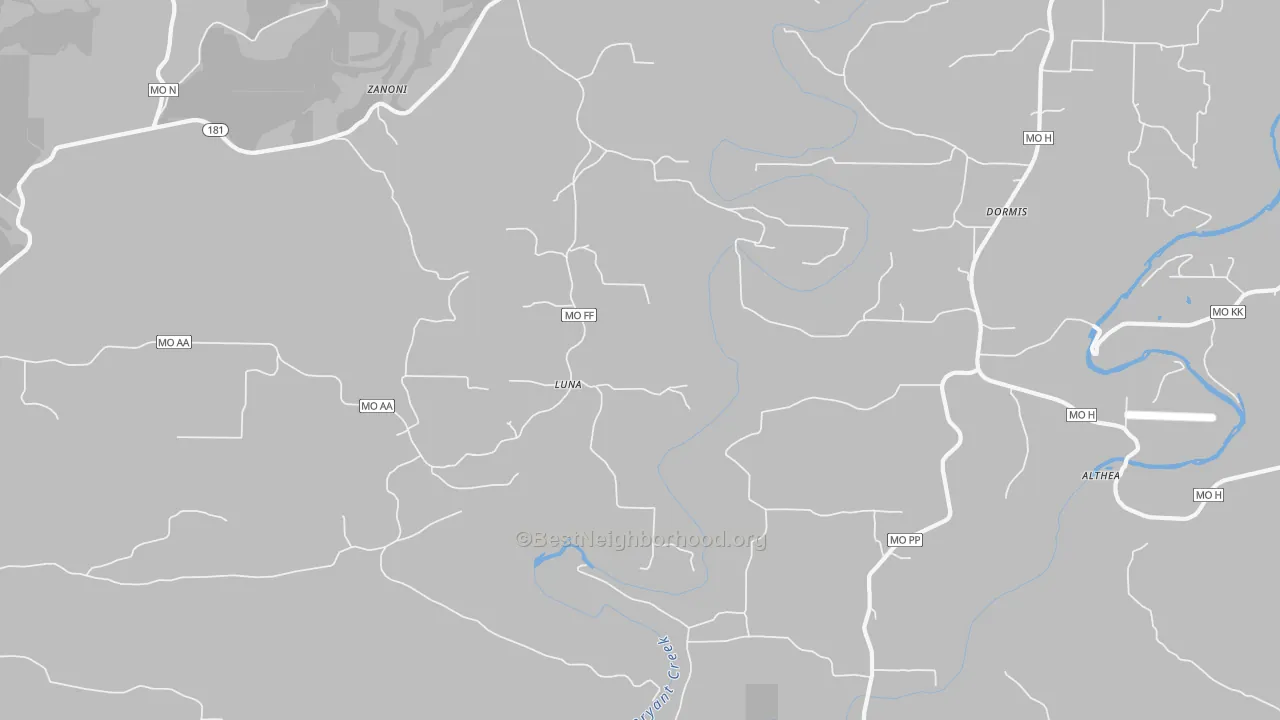 Bike Grade map of Luna, MO