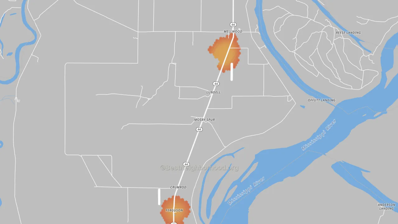 Bike Grade map of Lundell, AR