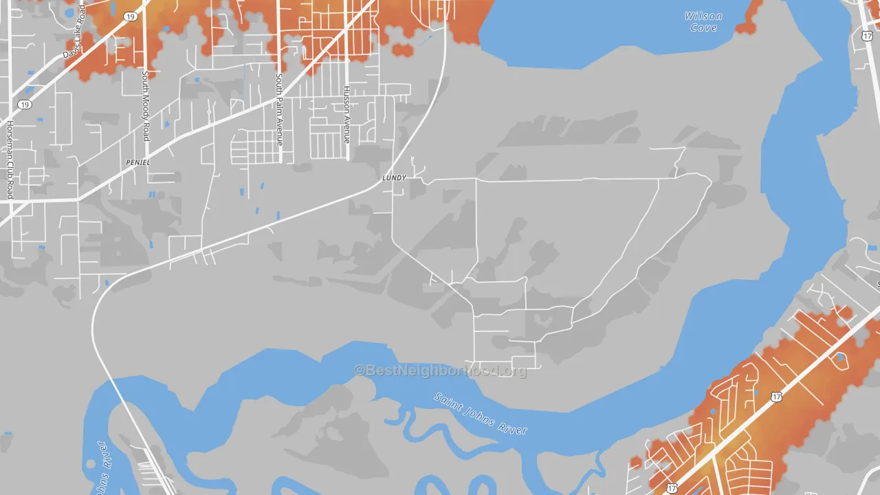 Bike Grade map of Lundy, FL