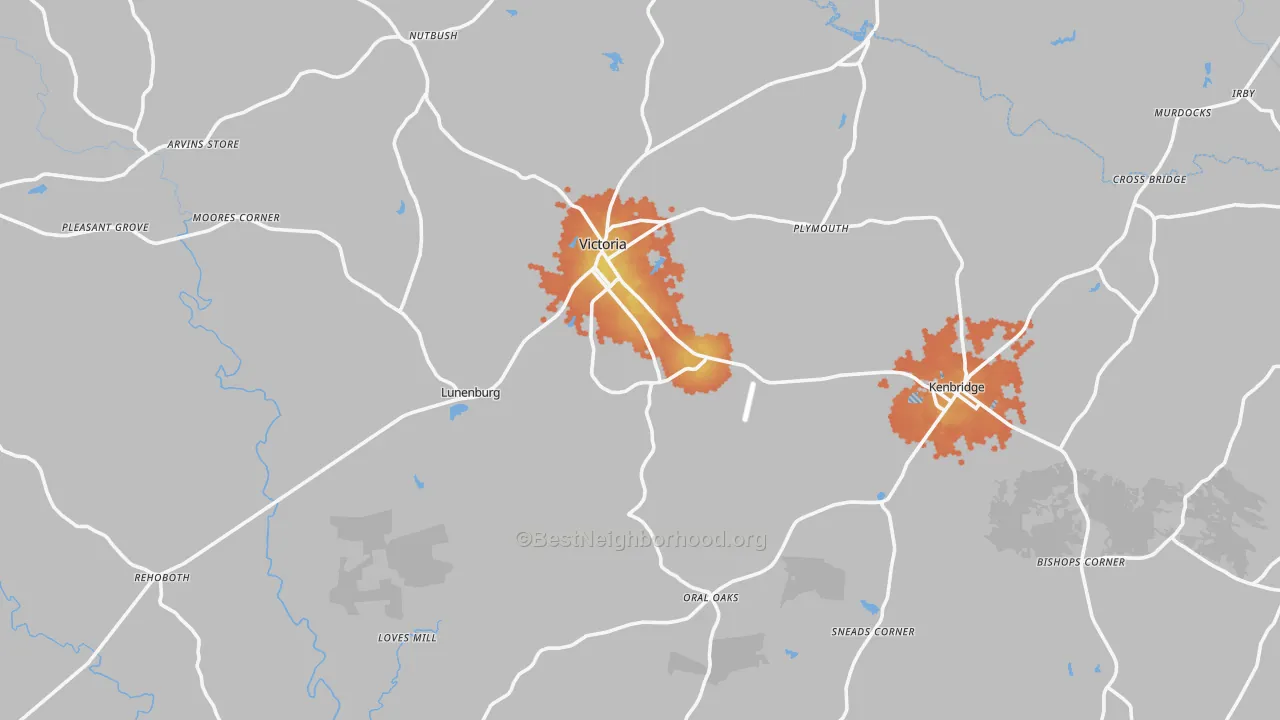Bike Grade map of Lunenburg County, VA