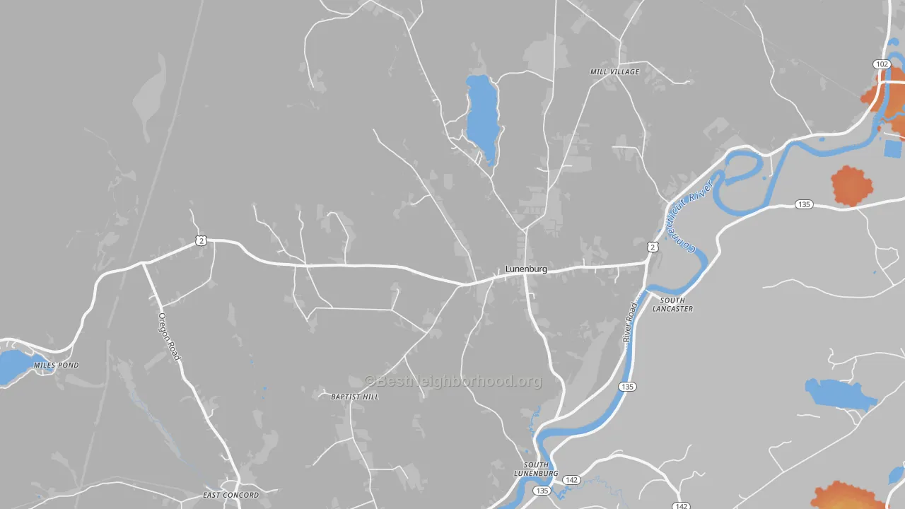Bike Grade map of Lunenburg, VT